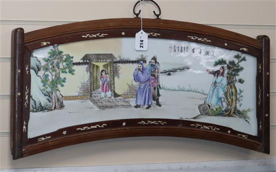 A Chinese famille rose plaque in frame